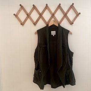 Hunter olive green drawstring open vest